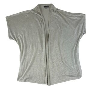 SAKS Fifth Avenue XL 100% Linen Woven Cardigan‎ Shawl Beige Minimalist Neutral